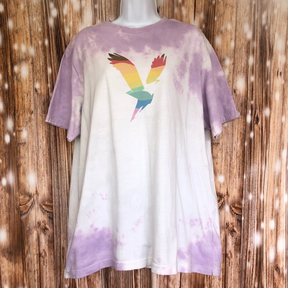 American Eagle Super Soft Tie Dye Rainbow Eagle Short Sleeve Tee